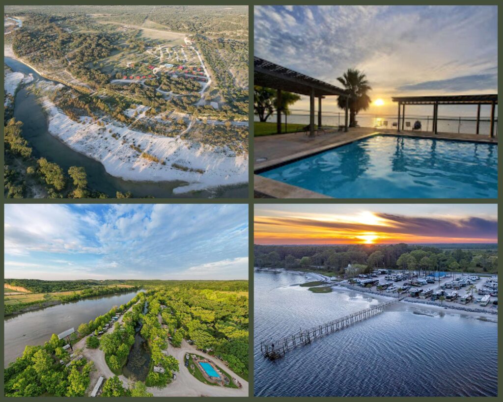 four images of RV Resorts from above