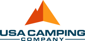 USA Camping Company Logo Blue Text 