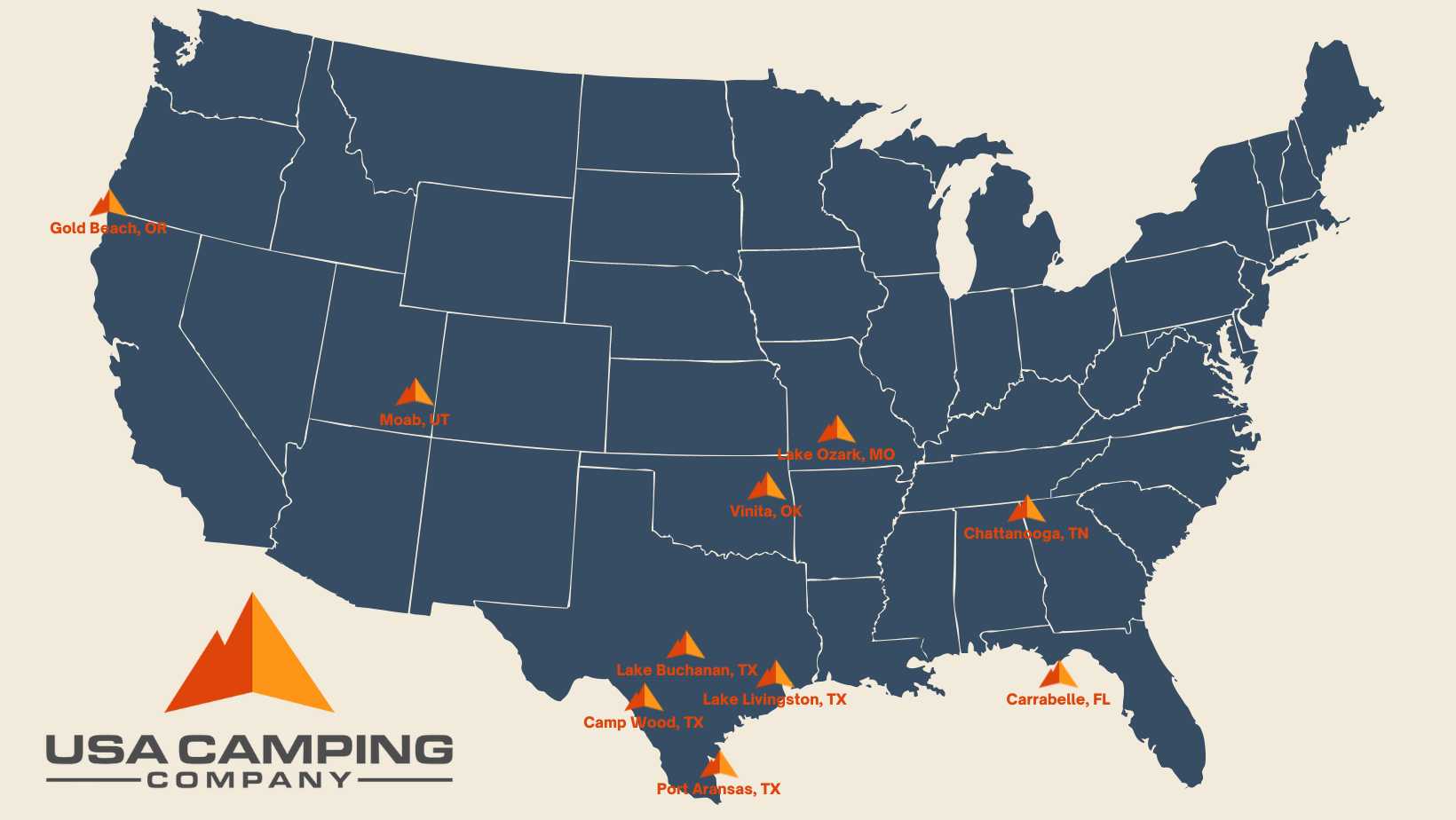 USA Map Of Outdoor Capital Management & Usa Camping Company Resort